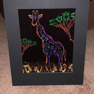 Nightscape Giraffe picture 8x11" Print Matted - Unframed